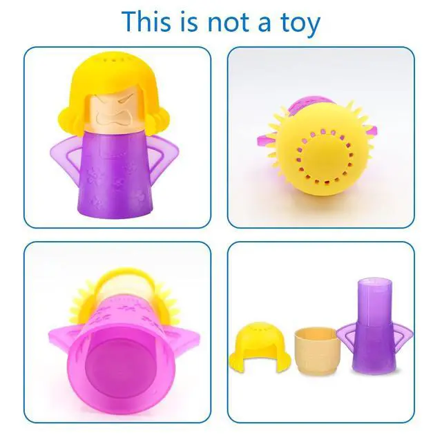 Alt view image 5 of 7 - Microwave Cleaner, 2 PCS Angry Mama Microwave Cleaner Microwave Oven Steam Cleaner Easily Clean in Minutes Cleans Add Vinegar and Water for Home or Office with English Manual (Purple)