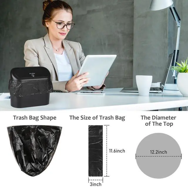 Alt view image 5 of 7 - Mini Car Trash Can Bags, 10 Packs total 300 Count Black Garbage Bags | Tear-Resistant, Trash Bin Liner Refills, Disposable Garbage Bags for Car, Home Office(Vehicle Trash Can is not Included)