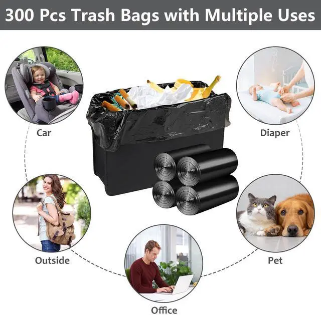 Alt view image 7 of 7 - Mini Car Trash Can Bags, 10 Packs total 300 Count Black Garbage Bags | Tear-Resistant, Trash Bin Liner Refills, Disposable Garbage Bags for Car, Home Office(Vehicle Trash Can is not Included)