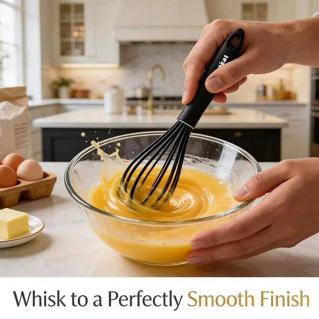 Alt view image 2 of 7 - 9" Silicone Balloon Whisk, Perfect for Non-Stick Cookware, Milk and Egg Beater Blender, Heat Resistant Kitchen Whisks for Whisking, Cooking, Baking, Beating, Frothing & Stirring (Black)
