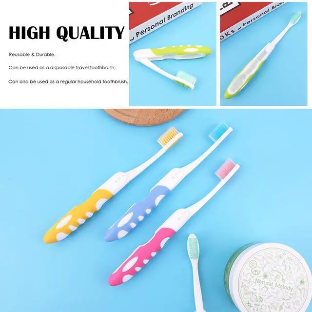 Alt view image 5 of 7 - 12 Pack Bulk Travel Toothbrush with Folding Portable Design and Soft Bristles, for Camping, Hiking, Travel, School