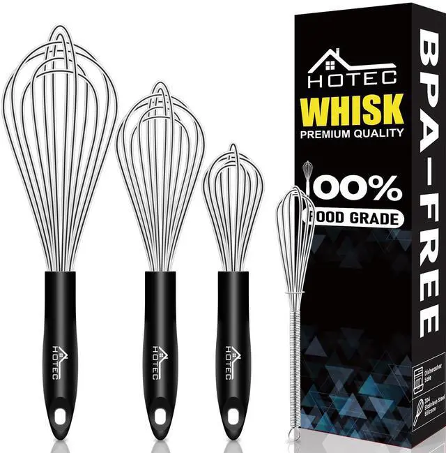 Main image of Stainless Steel Whisk Set of 4, Food Grade Balloon Whisk Egg Beater, Thicken Wire Mixing Whisk for Baking, Cooking, Whisking Cream, Sauce, Pancake Batter