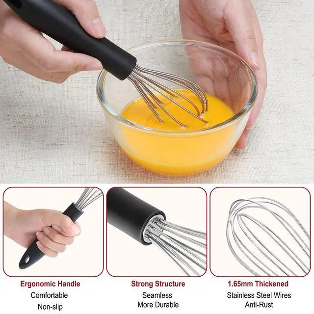 Alt view image 5 of 7 - Stainless Steel Whisk Set of 4, Food Grade Balloon Whisk Egg Beater, Thicken Wire Mixing Whisk for Baking, Cooking, Whisking Cream, Sauce, Pancake Batter