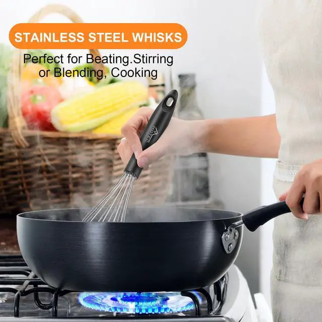 Alt view image 7 of 7 - Stainless Steel Whisk Set of 4, Food Grade Balloon Whisk Egg Beater, Thicken Wire Mixing Whisk for Baking, Cooking, Whisking Cream, Sauce, Pancake Batter
