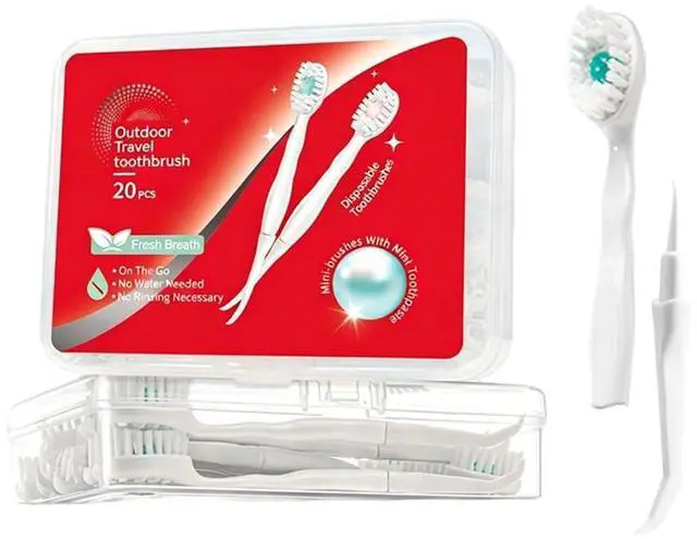 Main image of Disposable Mini Toothbrush Travel Toothbrushes with Toothpaste Portable for Portable for Work or Travel Mint (Peppermint, 20)