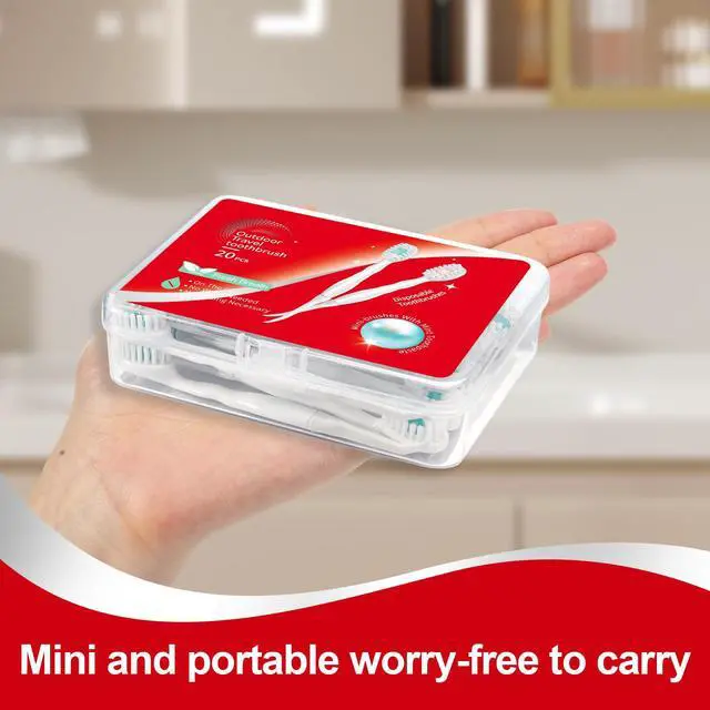 Alt view image 7 of 7 - Disposable Mini Toothbrush Travel Toothbrushes with Toothpaste Portable for Portable for Work or Travel Mint (Peppermint, 20)