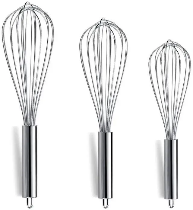 Main image of Whisk Set Pack of 3, Stainless Steel Whisks for Cooking 8",10",12", Wire Ballon Wisk (Silver)