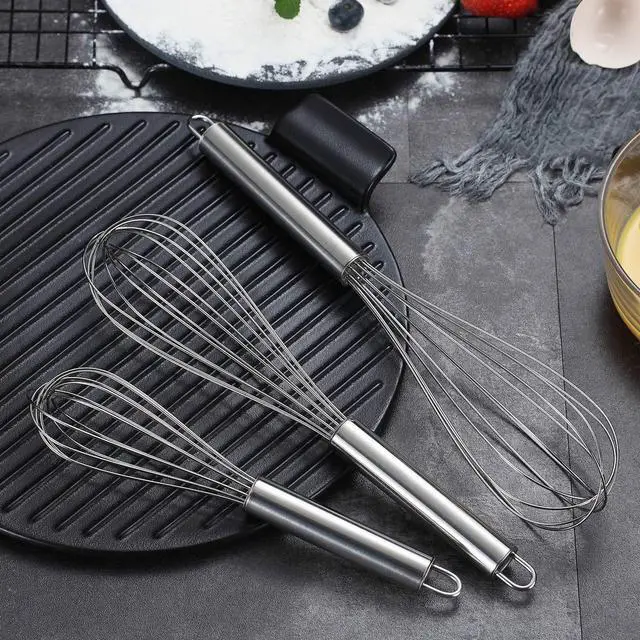 Alt view image 3 of 7 - Whisk Set Pack of 3, Stainless Steel Whisks for Cooking 8",10",12", Wire Ballon Wisk (Silver)