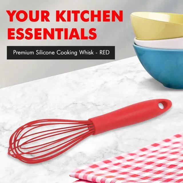 Alt view image 2 of 7 - Premium Silicone Wire Cooking Whisk, 10.5 Inch, Red