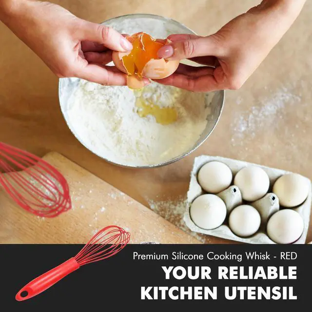 Alt view image 5 of 7 - Premium Silicone Wire Cooking Whisk, 10.5 Inch, Red