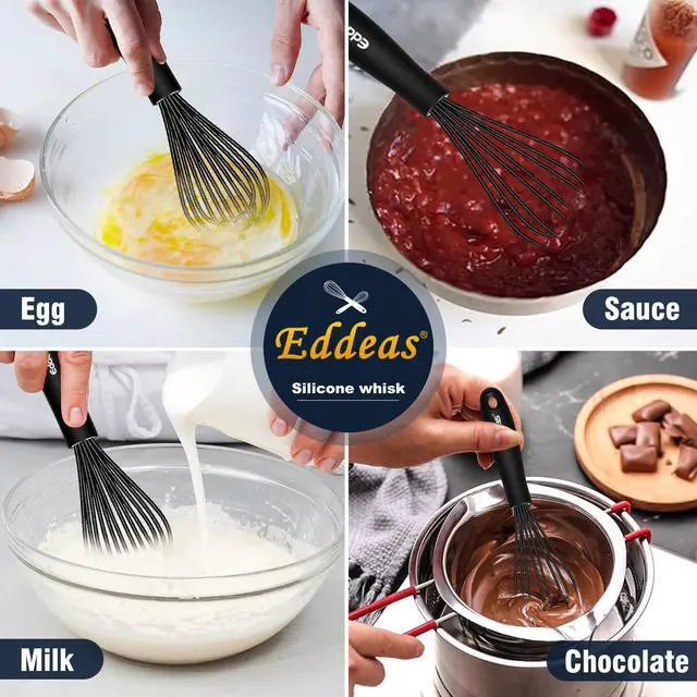 Alt view image 4 of 7 - Mini Silicone Whisk, Small Silicone Whisk 7+9in, BPA free Non Scratch Coated Protect your Ceramic Pots and Pan.Perfect for Whisking, Beating, Mixing.Black
