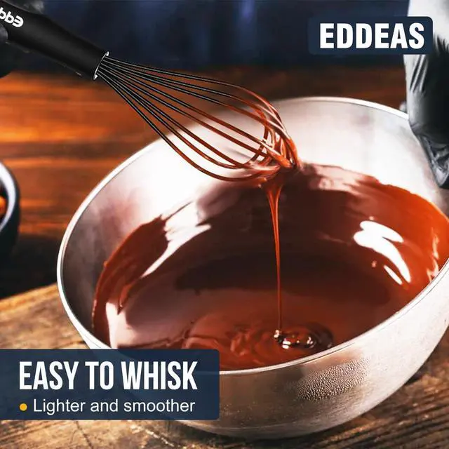 Alt view image 7 of 7 - Mini Silicone Whisk, Small Silicone Whisk 7+9in, BPA free Non Scratch Coated Protect your Ceramic Pots and Pan.Perfect for Whisking, Beating, Mixing.Black