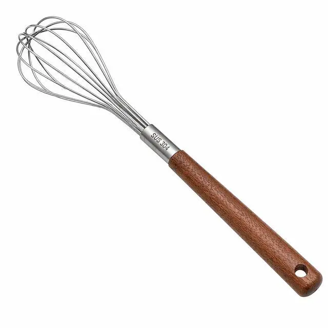 Main image of Mini Whisk 10 Inch, 304 Stainless Steel Small Wire Whisk with Walnut Wood Handle, Hand Egg Beater for Cooking, Baking, Mixing Eggs, Coffee, Sauces, Dressing and Gravy, 1 Count