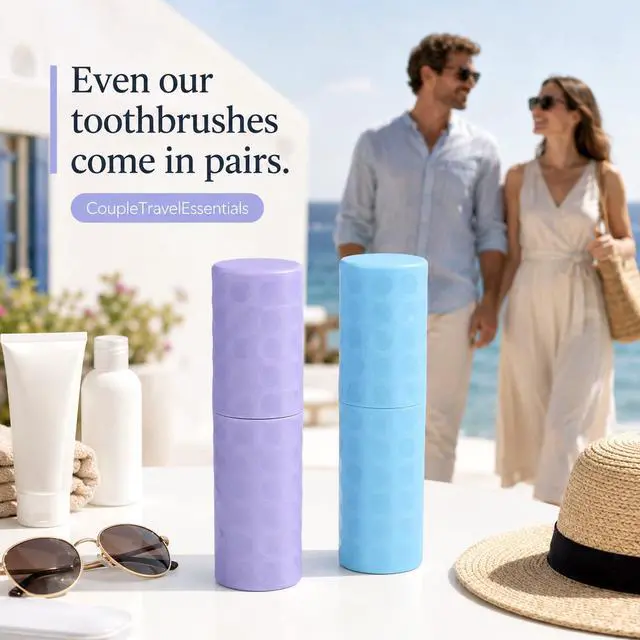 Alt view image 4 of 7 - 2Pcs Toothbrush Holder Travel Portable Couple Toothbrush Travel Case | Tooth Brush Holder for Travel with Dot Travel Toothpaste Container for Home, Travel, Business, Camping, 8.07× 2.56× 2.17"