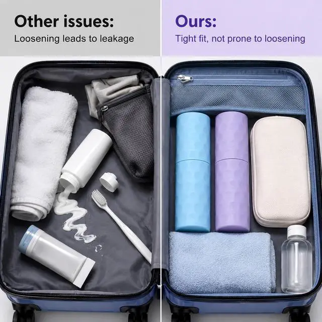Alt view image 5 of 7 - 2Pcs Toothbrush Holder Travel Portable Couple Toothbrush Travel Case | Tooth Brush Holder for Travel with Dot Travel Toothpaste Container for Home, Travel, Business, Camping, 8.07× 2.56× 2.17"