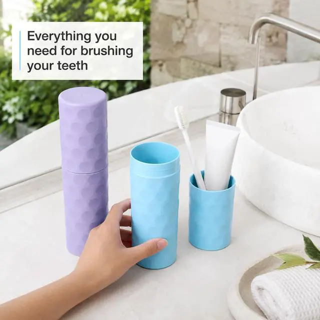 Alt view image 6 of 7 - 2Pcs Toothbrush Holder Travel Portable Couple Toothbrush Travel Case | Tooth Brush Holder for Travel with Dot Travel Toothpaste Container for Home, Travel, Business, Camping, 8.07× 2.56× 2.17"
