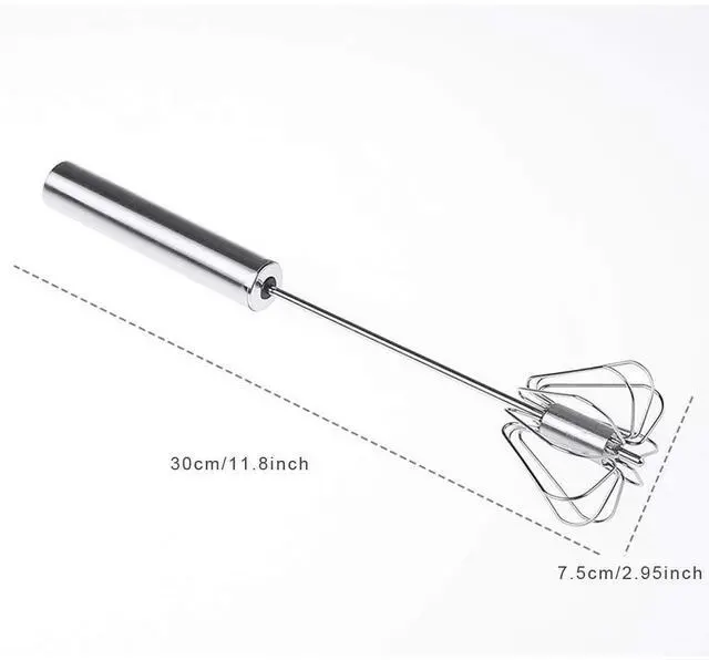 Alt view image 4 of 7 - Egg Whisk, 12 Inch Semi-Automatic Egg Beater Stainless Steel Hand Mixers for Blending, Whisking, Beating, Premium Kitchen Utensil