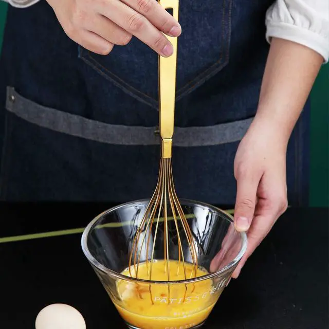 Alt view image 5 of 7 - Gold Whisk, Berglander Whisk For Cooking With Titanium Gold Plating, Stainless Steel Balloon Whisk, Sturdy Kitchen Wire Whisk Set for Cooking, Baking, Blending, Beating, Dishwasher Safe, Easy to Clean