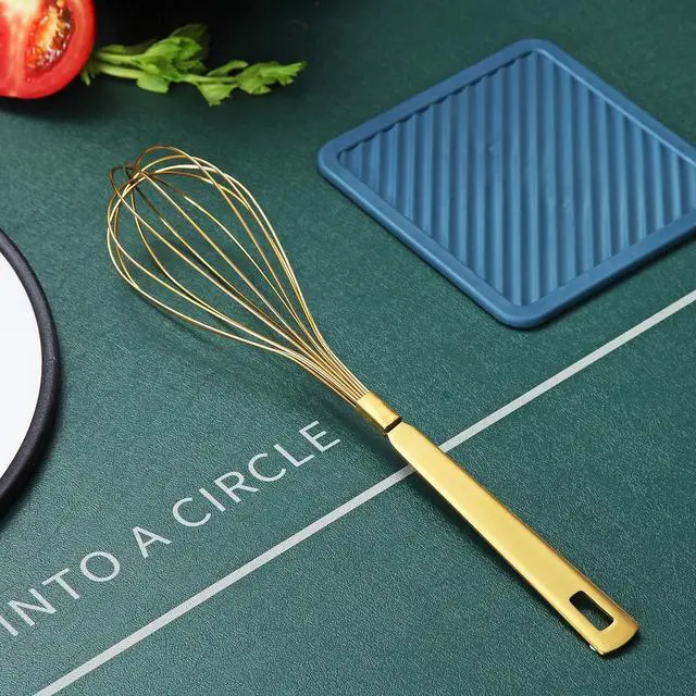 Alt view image 2 of 7 - Gold Whisk, Berglander Whisk For Cooking With Titanium Gold Plating, Stainless Steel Balloon Whisk, Sturdy Kitchen Wire Whisk Set for Cooking, Baking, Blending, Beating, Dishwasher Safe, Easy to Clean