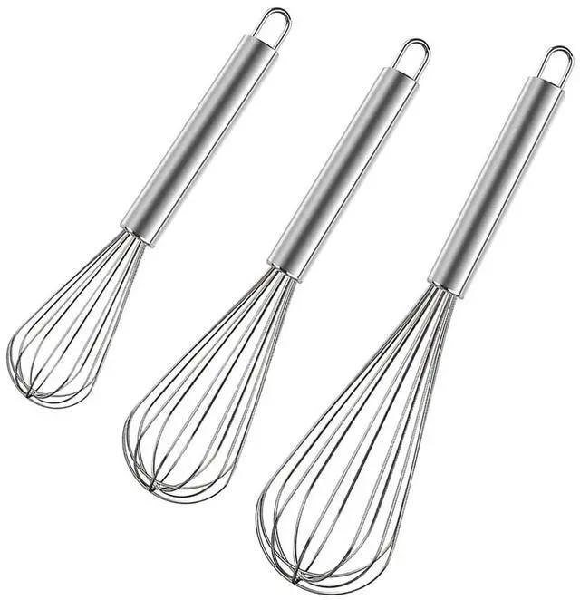 Main image of Stainless Steel Whisk Set, 3 Packs Balloon Whisk for Cooking, Whisking, Blending (8",10",12")