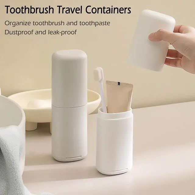 Alt view image 2 of 6 - Portable Travel Toothbrush Case with Gargle Cup - Hard Shell Toothbrush Holder & Toothpaste Container, Detachable Bottom for Easy Cleaning, Matte BPA-Free Organizer for Business Trip, Camping, Gym