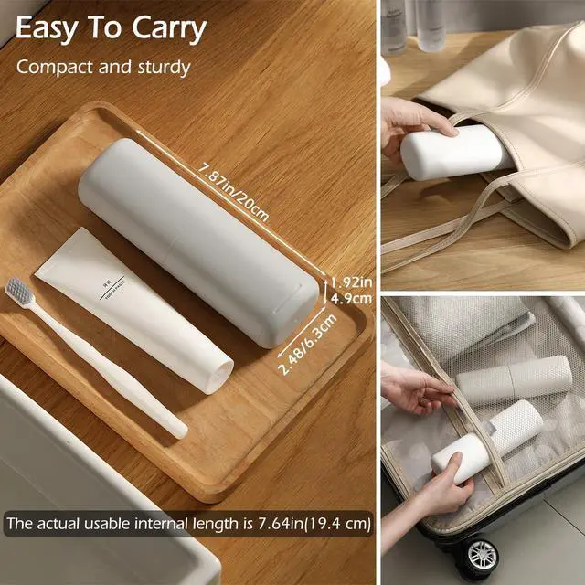 Alt view image 4 of 6 - Portable Travel Toothbrush Case with Gargle Cup - Hard Shell Toothbrush Holder & Toothpaste Container, Detachable Bottom for Easy Cleaning, Matte BPA-Free Organizer for Business Trip, Camping, Gym