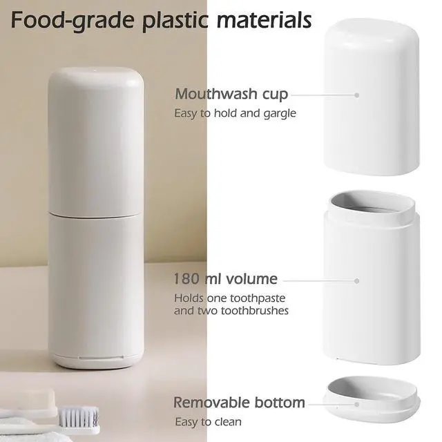Alt view image 5 of 6 - Portable Travel Toothbrush Case with Gargle Cup - Hard Shell Toothbrush Holder & Toothpaste Container, Detachable Bottom for Easy Cleaning, Matte BPA-Free Organizer for Business Trip, Camping, Gym