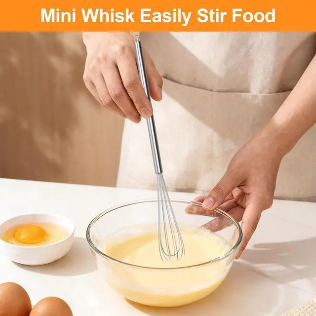 Alt view image 3 of 7 - 2Pcs 11Inch Mini Whisk, Small Whisk with LongHandle | Tiny Whisk, Whisks for Cooking, StainlessSteel Kitchen Stirrer for Coffee, Eggs, Sauces & Baking, Durable Home Kitchen Tool