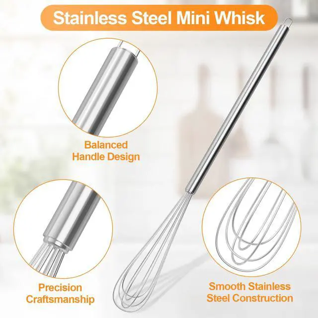 Alt view image 5 of 7 - 2Pcs 11Inch Mini Whisk, Small Whisk with LongHandle | Tiny Whisk, Whisks for Cooking, StainlessSteel Kitchen Stirrer for Coffee, Eggs, Sauces & Baking, Durable Home Kitchen Tool