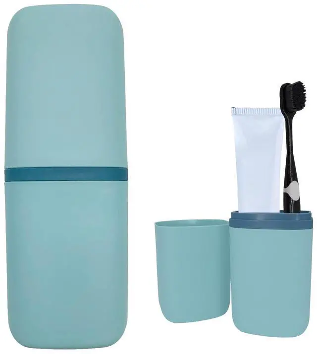 Main image of Travel Toothbrush & Toothpaste Case, Toothbrush Travel Holder with Cup Portable Travel Toothbrush Case Holder Toothbrush Travel Container for Camping School Business Trip Bathroom