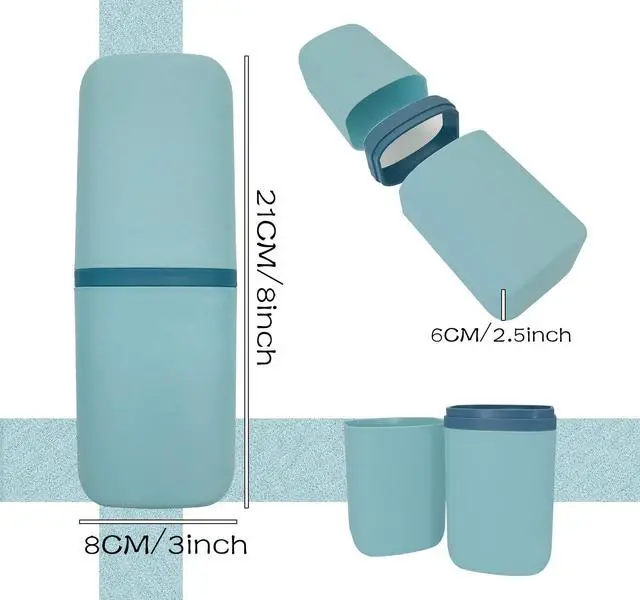Alt view image 2 of 6 - Travel Toothbrush & Toothpaste Case, Toothbrush Travel Holder with Cup Portable Travel Toothbrush Case Holder Toothbrush Travel Container for Camping School Business Trip Bathroom