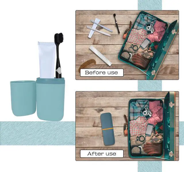 Alt view image 4 of 6 - Travel Toothbrush & Toothpaste Case, Toothbrush Travel Holder with Cup Portable Travel Toothbrush Case Holder Toothbrush Travel Container for Camping School Business Trip Bathroom