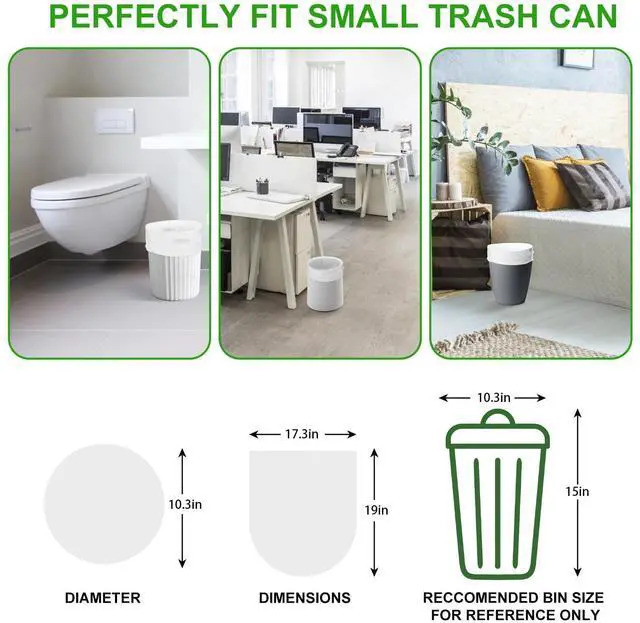 Alt view image 2 of 7 - 3 Gallon Disposable Trash Bags - Unscented Bulk Office Garbage Can Liners Strong Durable Plastic Waste Basket Liner for Home, Bathroom, 3 Rolls, 105 Count, Clear White