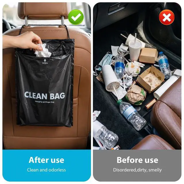 Alt view image 4 of 7 - 50 PCS Disposable Car Trash Bag Hanging, 2 Gallon Garbage Bag(13.4" x 7.8") | Waterproof, Leakproof, Smell Proof for Car, RV, Travel, Kitchen, Camping, Office, Portable