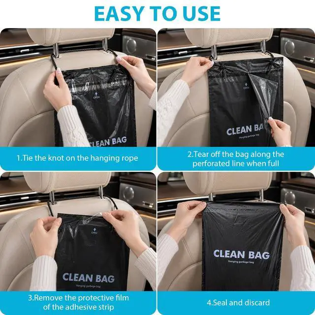 Alt view image 5 of 7 - 50 PCS Disposable Car Trash Bag Hanging, 2 Gallon Garbage Bag(13.4" x 7.8") | Waterproof, Leakproof, Smell Proof for Car, RV, Travel, Kitchen, Camping, Office, Portable
