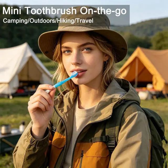 Alt view image 6 of 7 - 10Pack Mini Disposable Toothbrushes 5-in-1 PrePasted Travel Toothbrush with Toothpaste Flosser Pick Tongue Scraper, Individually Wrapped Box, Carry On Essentials for Airplane Camping