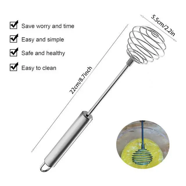 Alt view image 2 of 7 - Stainless Steel Spring Coil Whisk 1 Pack, Wire Whip Egg Beater, Kitchen Cookware Hand Mixer For Cooking, Mixing, Blending, Beating, Stirring, 8.7Inch