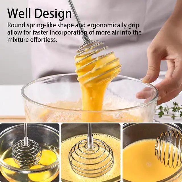 Alt view image 7 of 7 - Stainless Steel Spring Coil Whisk 1 Pack, Wire Whip Egg Beater, Kitchen Cookware Hand Mixer For Cooking, Mixing, Blending, Beating, Stirring, 8.7Inch