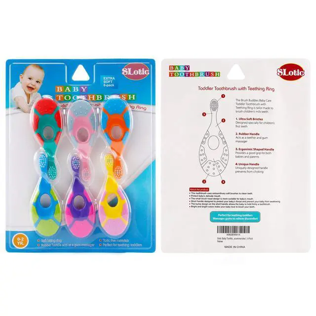 Alt view image 5 of 7 - Baby Toothbrush & Toddler Toothbrush for Age 0-2 Years Old | Extra Soft Bristle for Baby Teeth & Infant Gums | Easy-Grip Finger Handle & Teething Pad | Dentist Recommended | 6-Pack