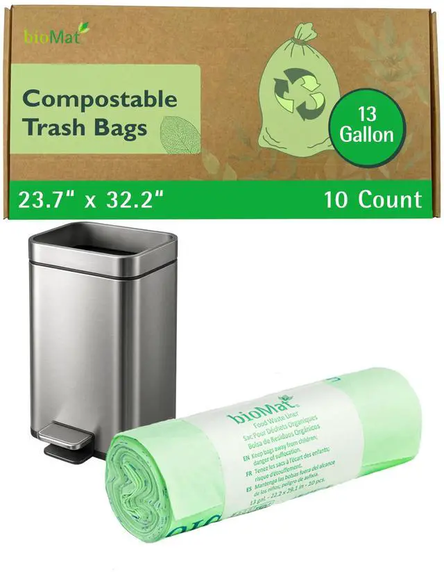 Main image of 13 Gallon Compostable Food Scrap Bags, 10 Count | BPI, CMA and OK Compost HOME certified, Meets the ASTM D6400 Standard, Tall Flat Top Bin Liners for Kitchen Food Waste Bin