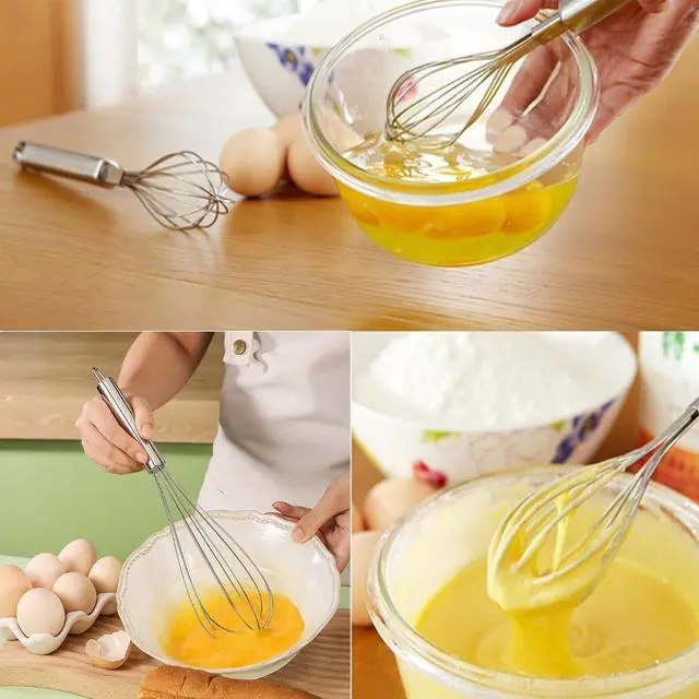 Alt view image 5 of 7 - Stainless Steel Whisk Set - 8"+10" Kitchen Wisk, Balloon Whisk for Baking, Cooking, Mixing, Blending, Beating Eggs, Cream, Sauces - Ergonomic Grip - 2 Pack