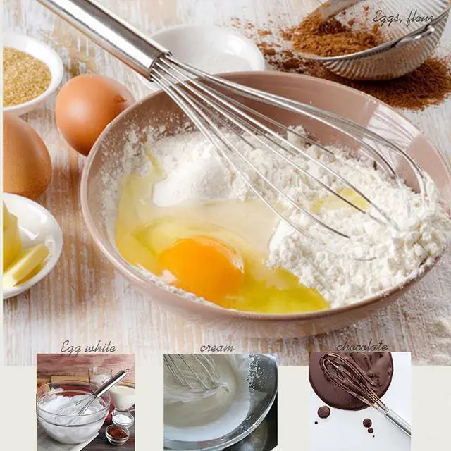 Alt view image 7 of 7 - Stainless Steel Whisk Set - 8"+10" Kitchen Wisk, Balloon Whisk for Baking, Cooking, Mixing, Blending, Beating Eggs, Cream, Sauces - Ergonomic Grip - 2 Pack