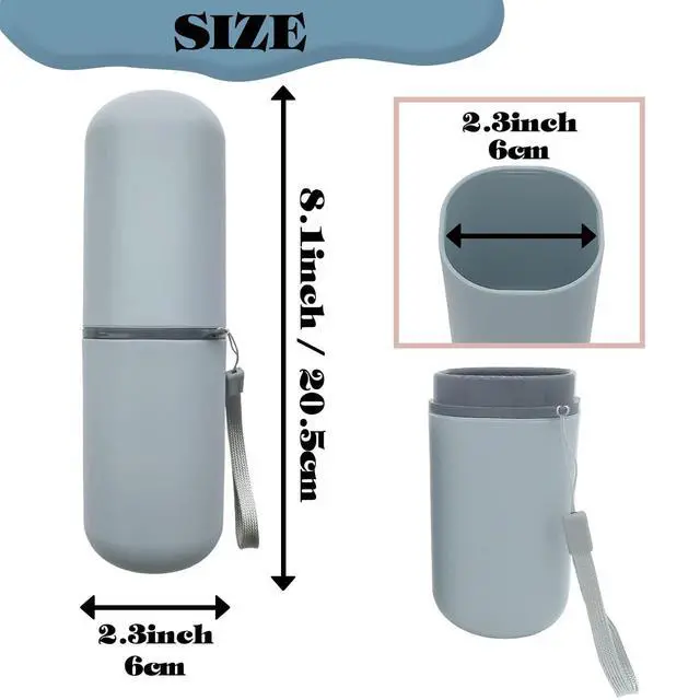 Alt view image 4 of 6 - Light Blue Travel Toothbrush Holder, Toothbrush and Toothpaste Travel Case Portable Toothbrush Holder with Cover for Traveling Bathroom Business Camping School