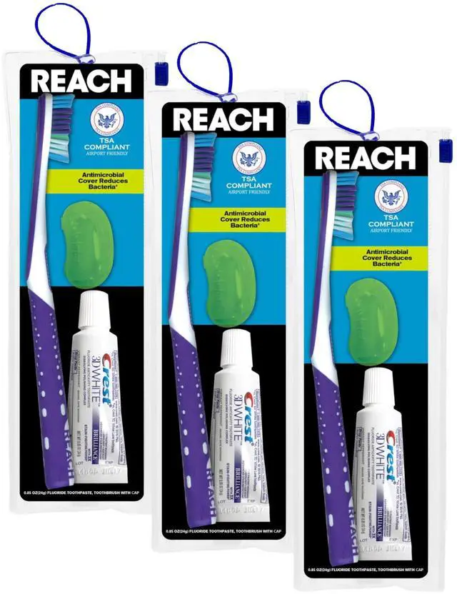 Main image of Toothbrush Travel Kit, Soft Bristles | Multi-Angled | Pack of 3 | TSA-Friendly | Portable