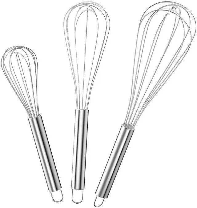 Main image of 3 Pack Stainless Steel Balloon Whisk Set, Manual Egg Beater - 8/10/12 Inch, Handquirls for Stirring, Baking and Cooking