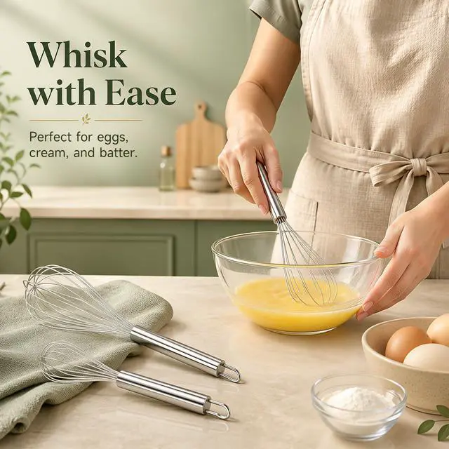 Alt view image 5 of 6 - 3 Pack Stainless Steel Balloon Whisk Set, Manual Egg Beater - 8/10/12 Inch, Handquirls for Stirring, Baking and Cooking