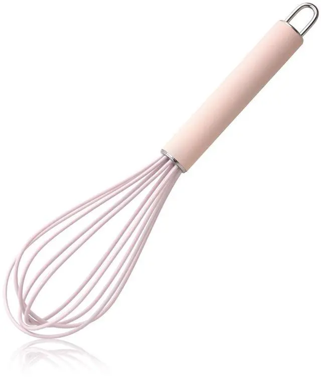 Main image of high temperature and easy to clean silicone whisk, wisk,stirrer, 10 inch, grip good grip design for Blending Whisking Beating Stirring Cooking Baking (1 Pack | Pink)