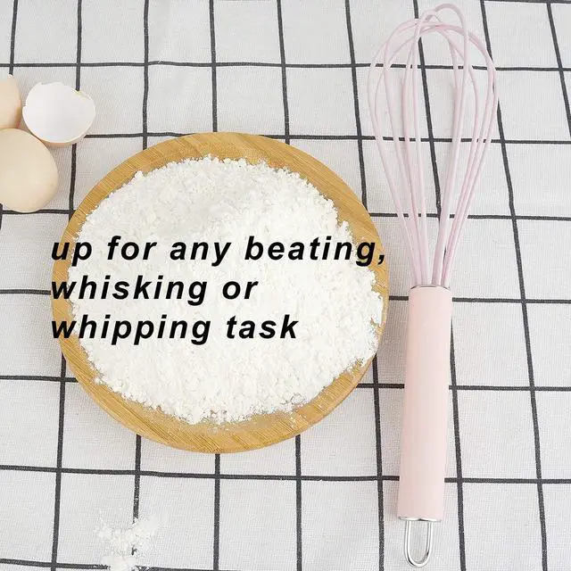 Alt view image 5 of 7 - high temperature and easy to clean silicone whisk, wisk,stirrer, 10 inch, grip good grip design for Blending Whisking Beating Stirring Cooking Baking (1 Pack | Pink)