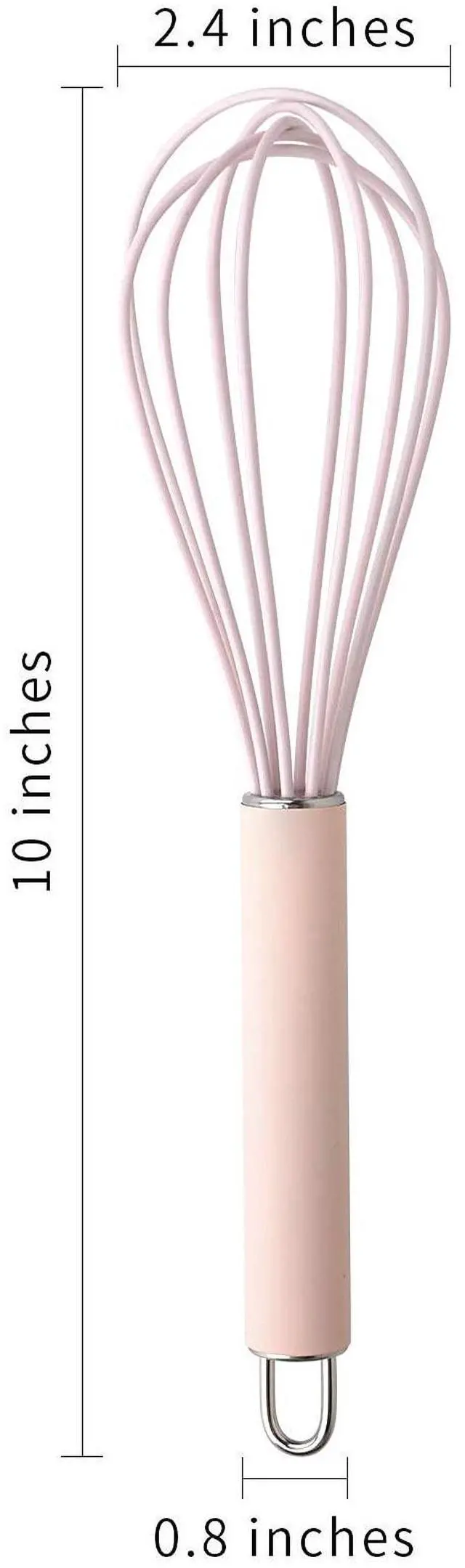 Alt view image 7 of 7 - high temperature and easy to clean silicone whisk, wisk,stirrer, 10 inch, grip good grip design for Blending Whisking Beating Stirring Cooking Baking (1 Pack | Pink)