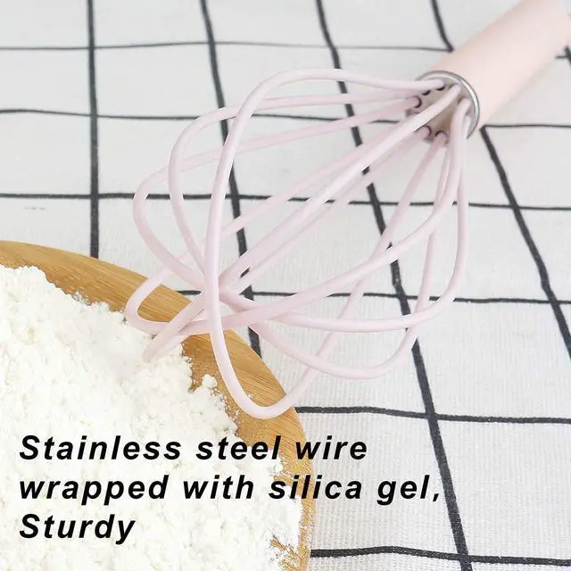Alt view image 6 of 7 - high temperature and easy to clean silicone whisk, wisk,stirrer, 10 inch, grip good grip design for Blending Whisking Beating Stirring Cooking Baking (1 Pack | Pink)